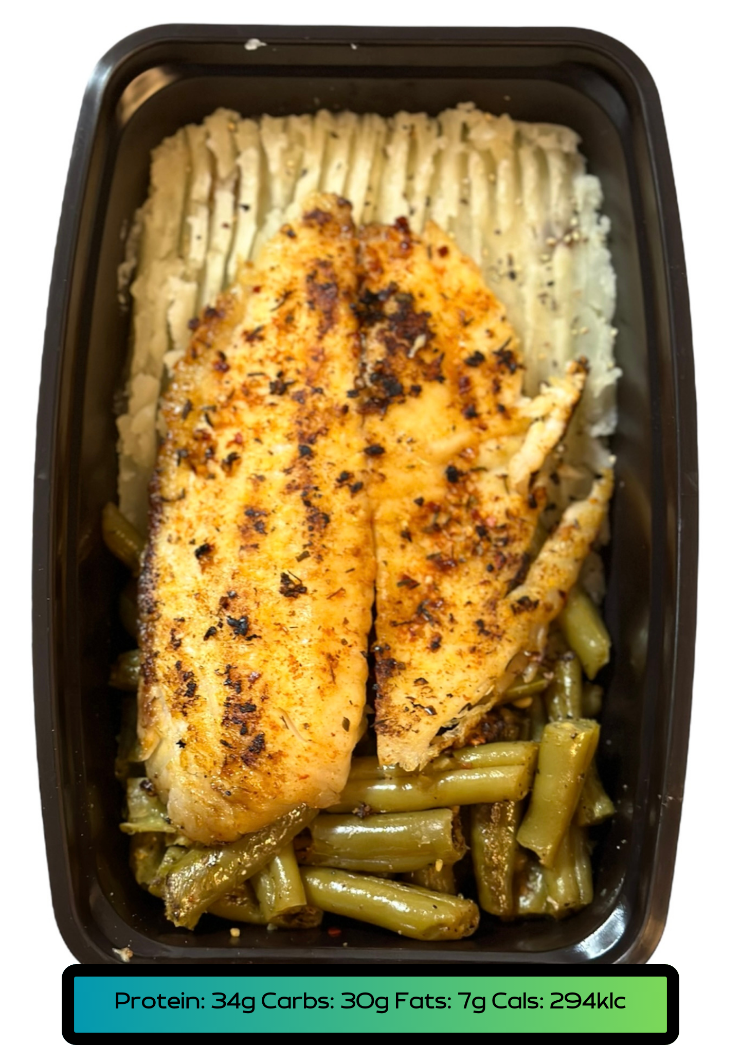 Tilapia Fillet 5.2oz, Carbs 5.2oz, Veggies 2.1oz