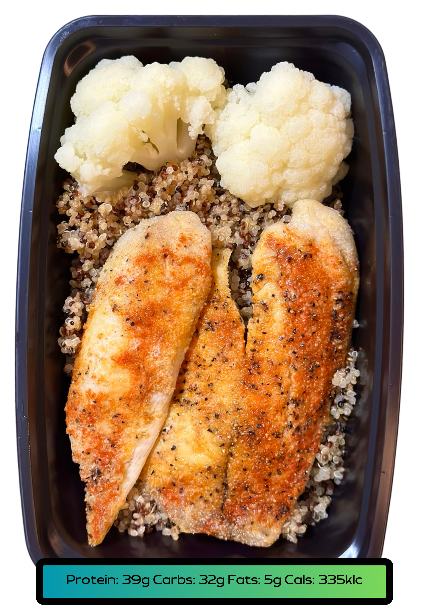 Tilapia Fillet 5.2oz, Carbs 5.2oz, Veggies 2.1oz