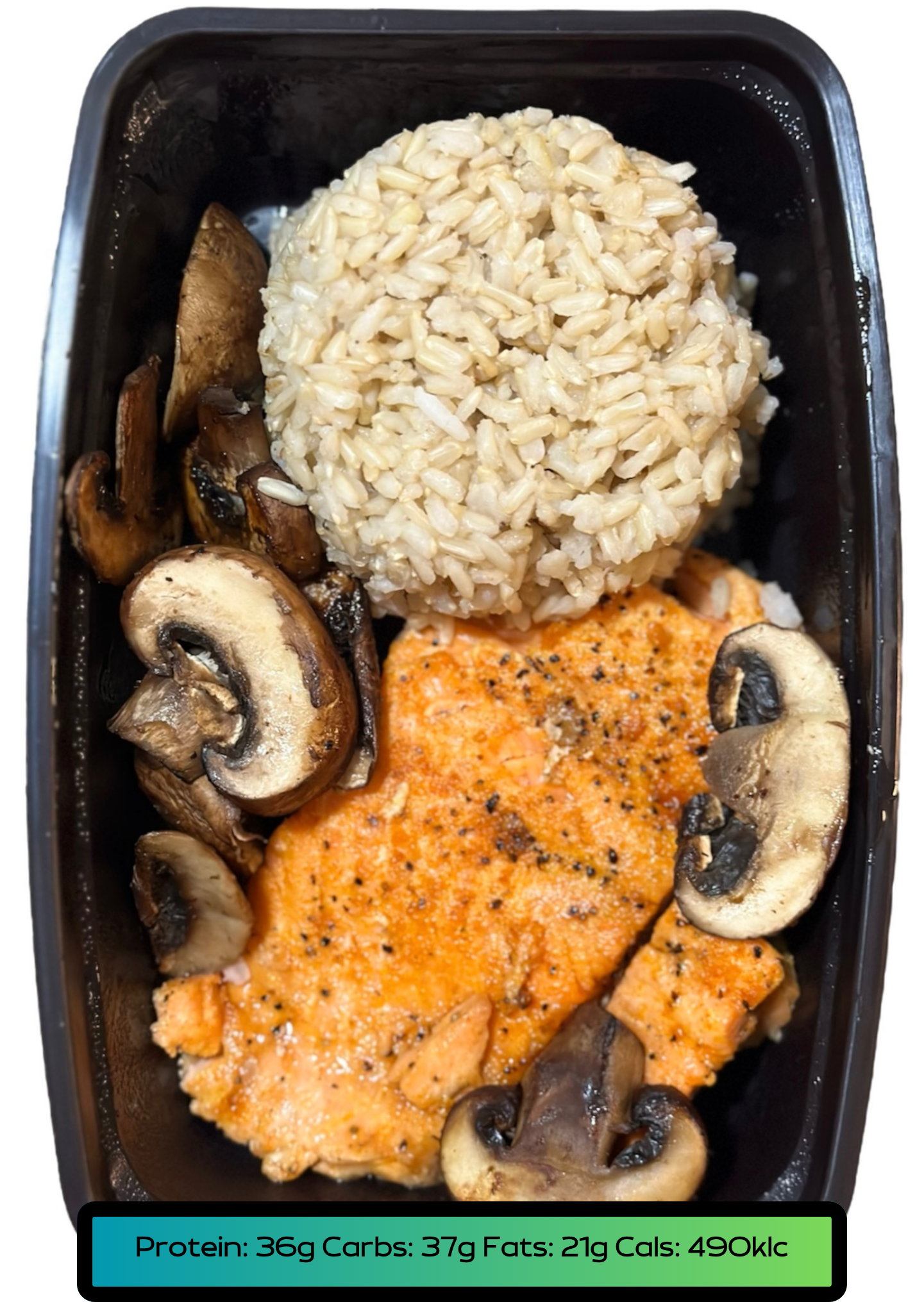Salmón 5.2oz, Carbs 5.2oz, Veggies 2.1oz