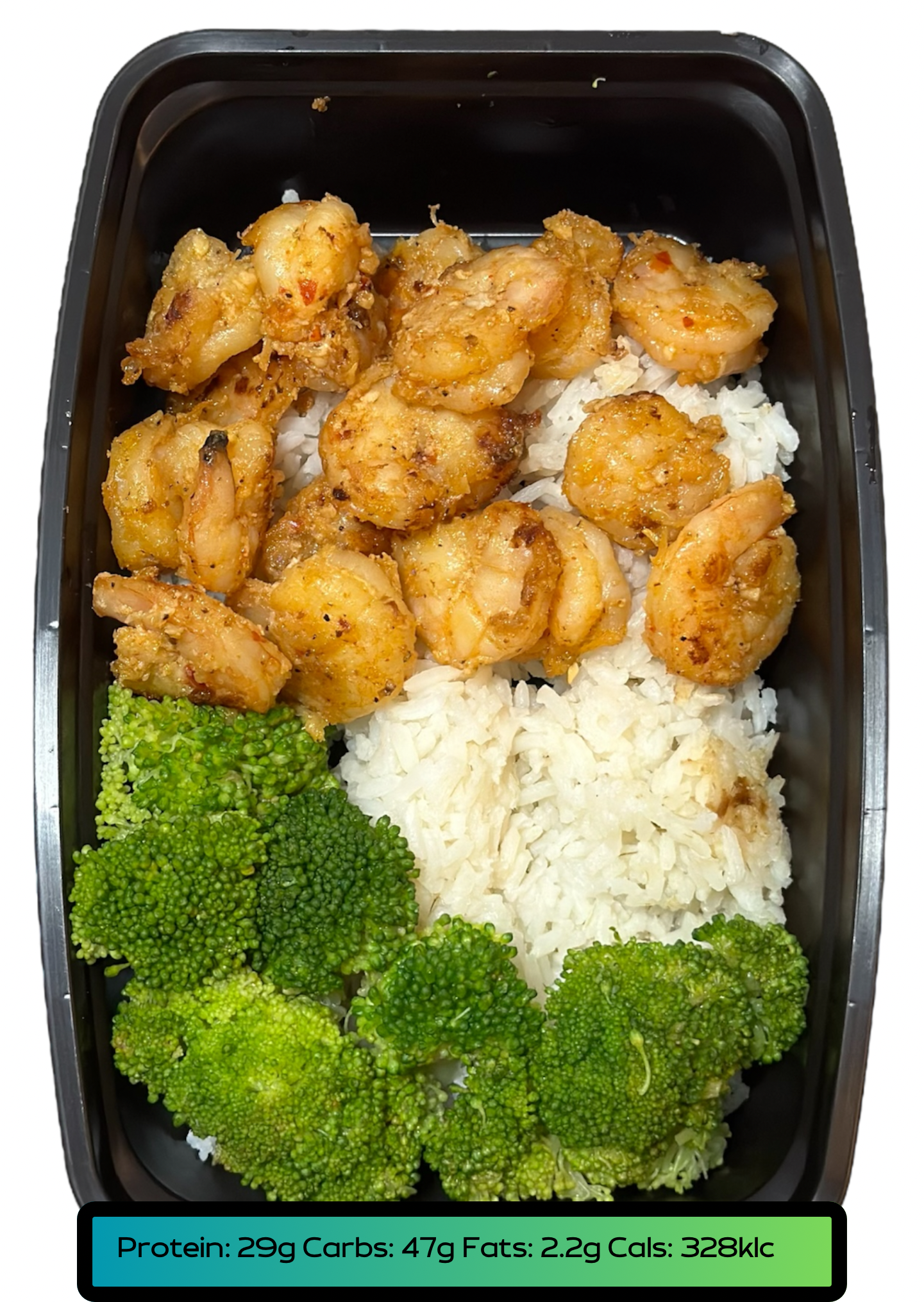 Shrimp 5.2oz, Carbs 5.2oz, Veggies 2.1oz