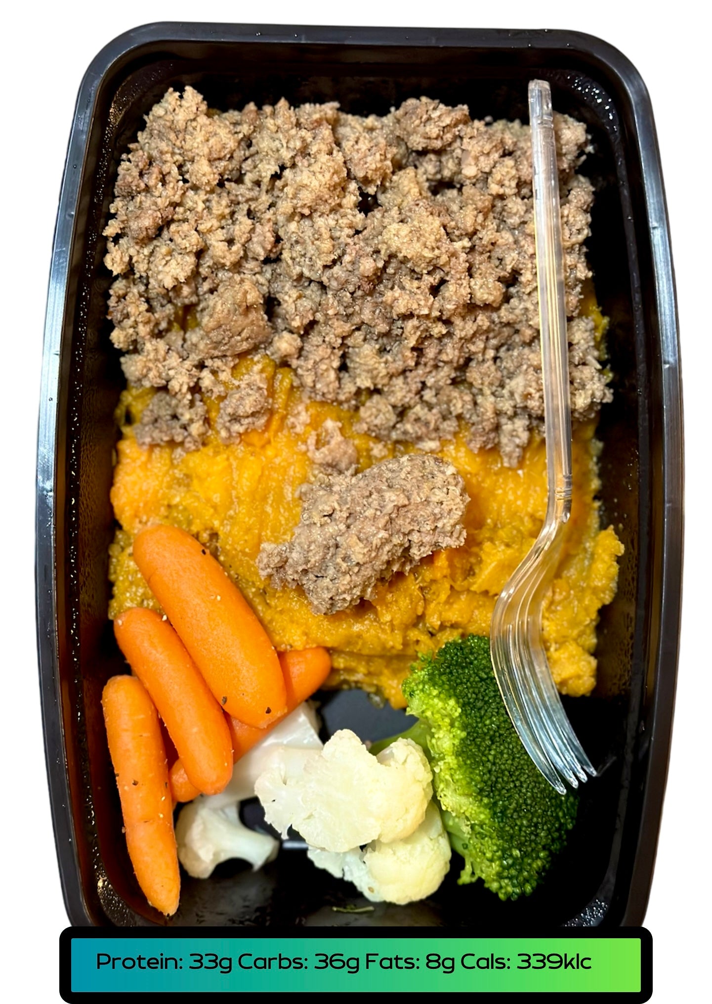 Ground Turkey 5.2oz, Carbs 5.2oz, Veggies 2.1oz