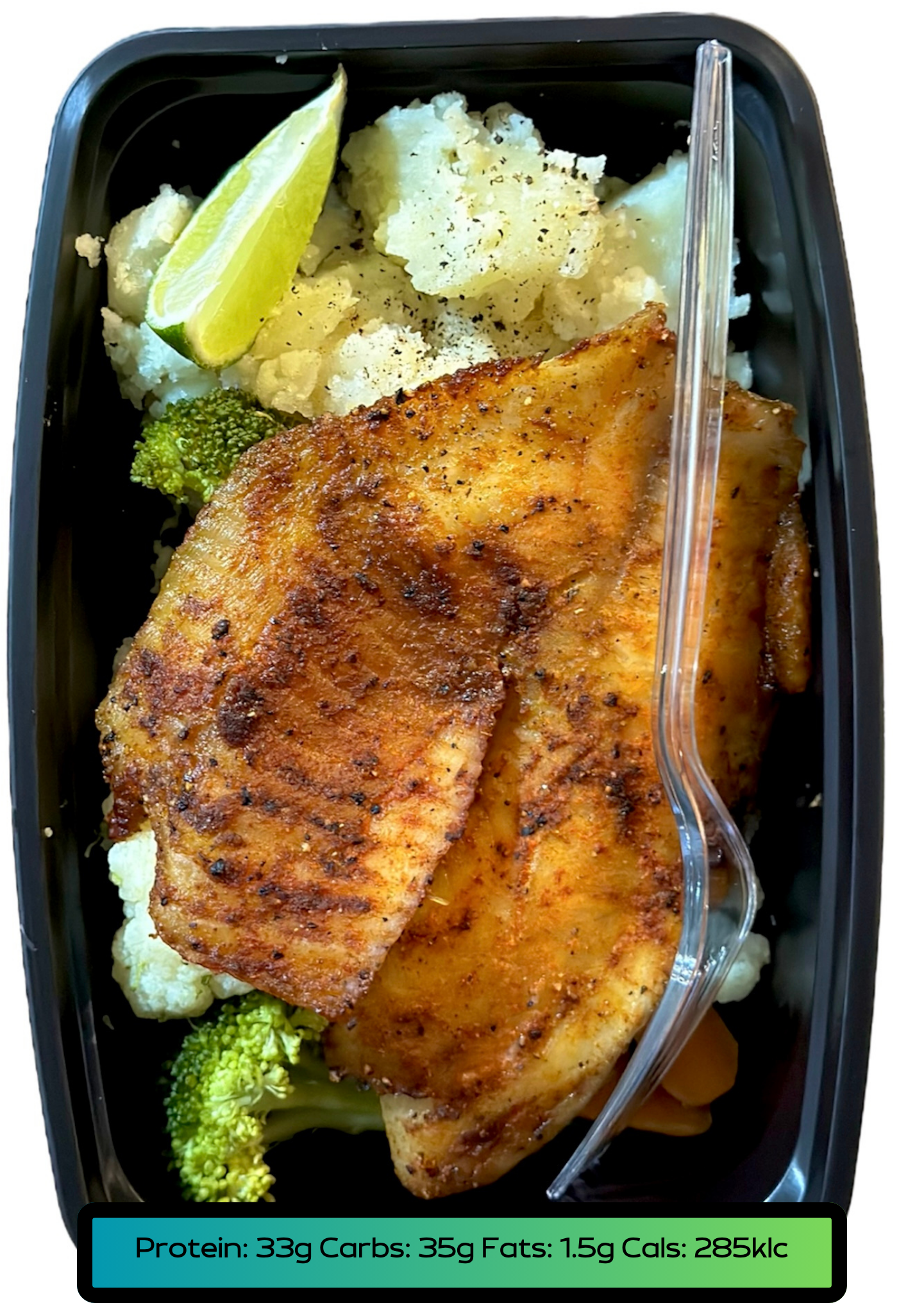 Tilapia Fillet 5.2oz, Carbs 5.2oz, Veggies 2.1oz