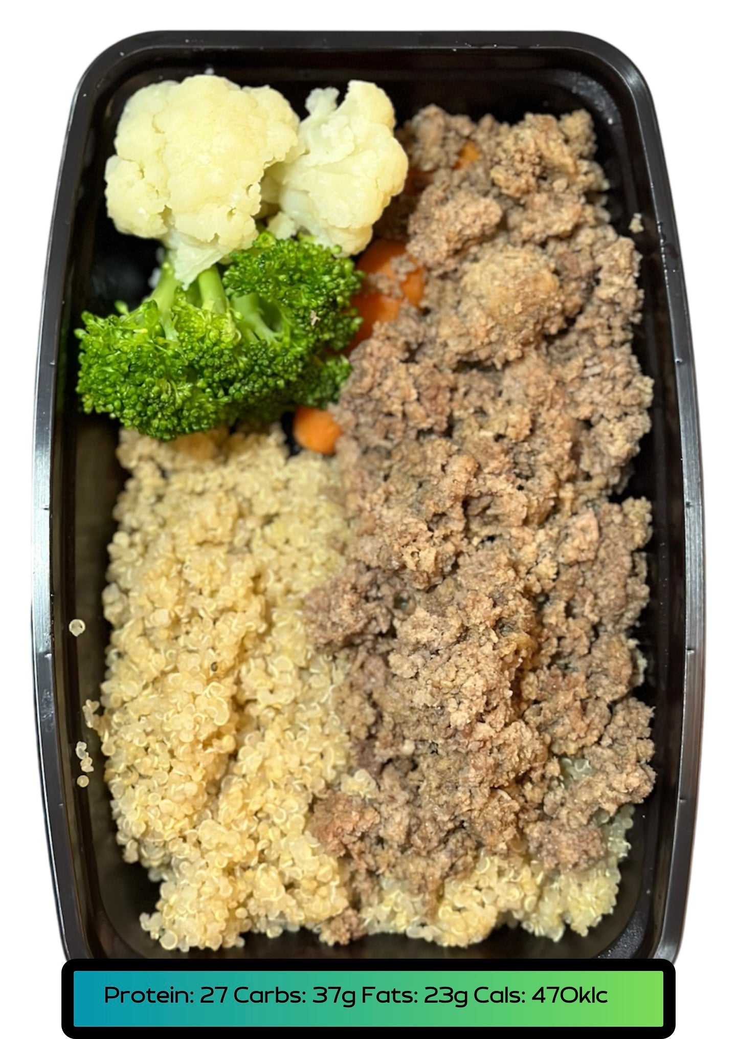 Ground Turkey 5.2oz, Carbs 5.2oz, Veggies 2.1oz