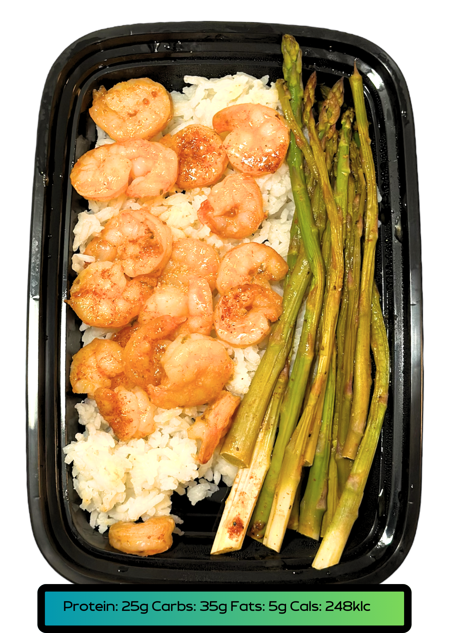 Shrimp 5.2oz, Carbs 5.2oz, Veggies 2.1oz