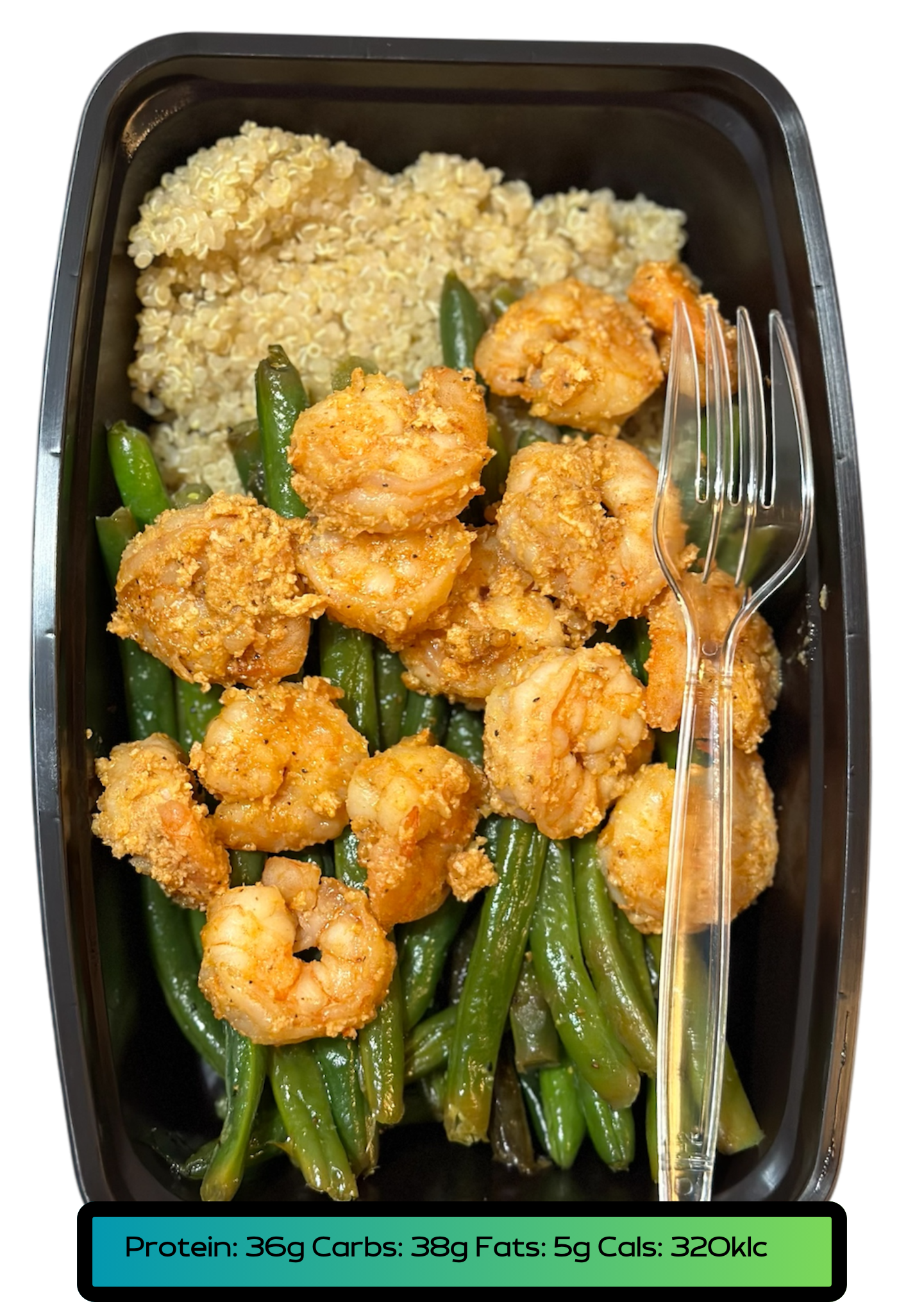 Shrimp 5.2oz, Carbs 5.2oz, Veggies 2.1oz